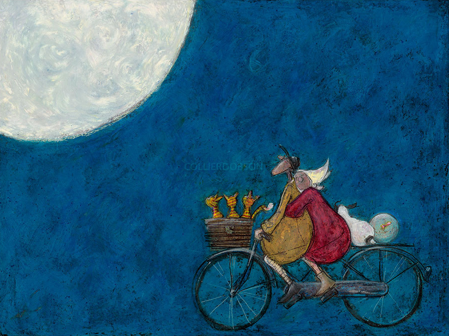 Moonlight Drive by Sam Toft, Love | Couple | Romance | Bicycle | Dog