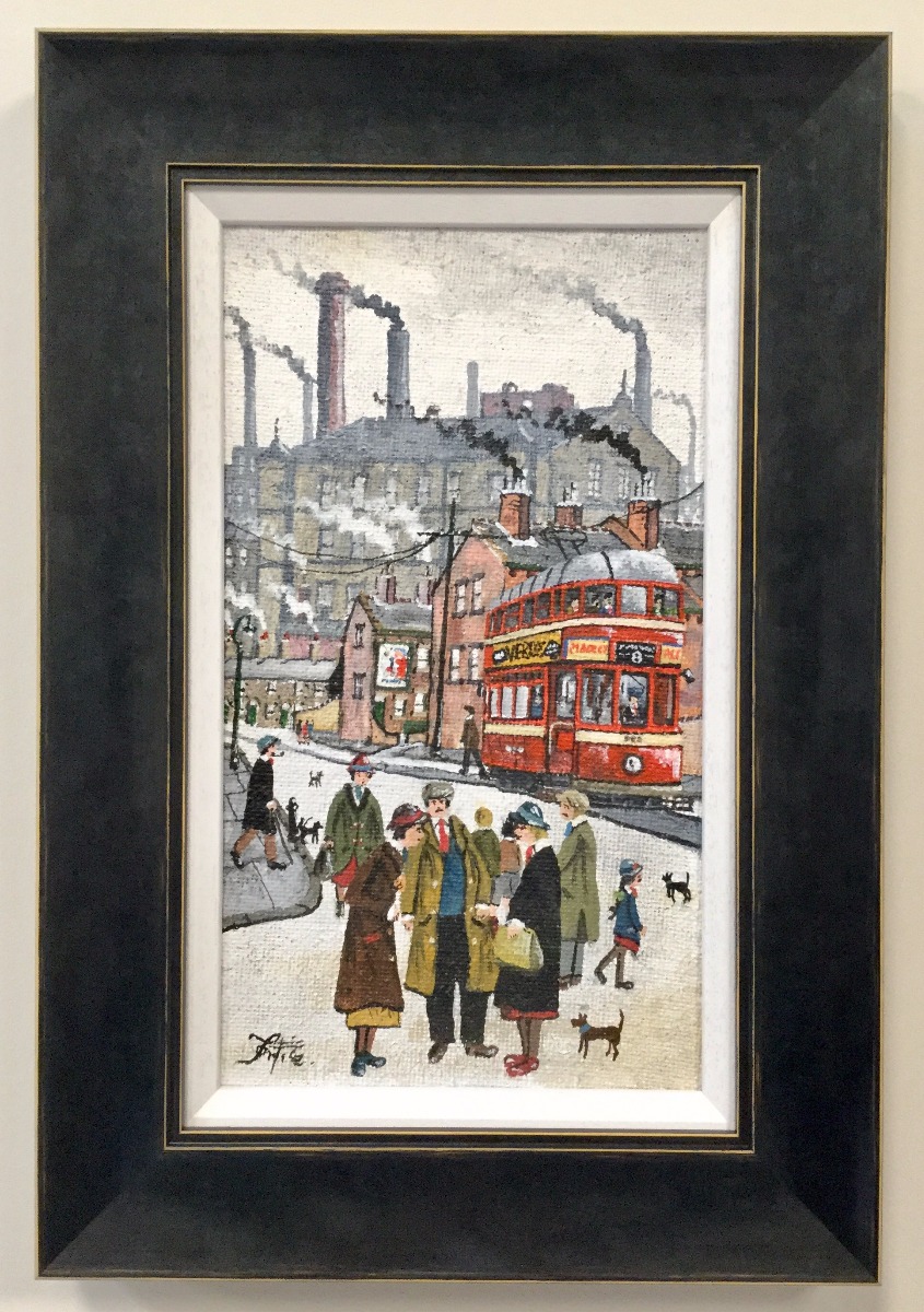 Northern Tram Scene by Allen Tortice, Northern | Transport | Nostalgic | Lowry