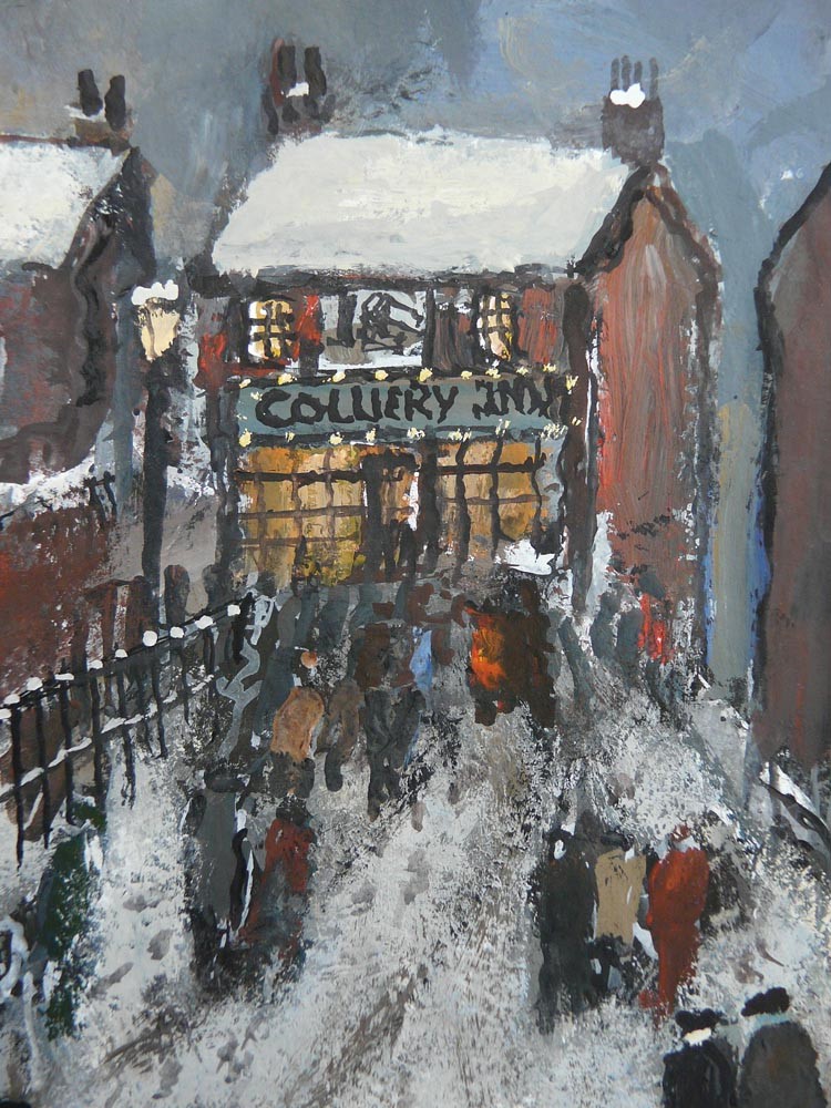 Welcome Lights by Malcolm Teasdale, Snow | Pub | Mining | Northern | Nostalgic