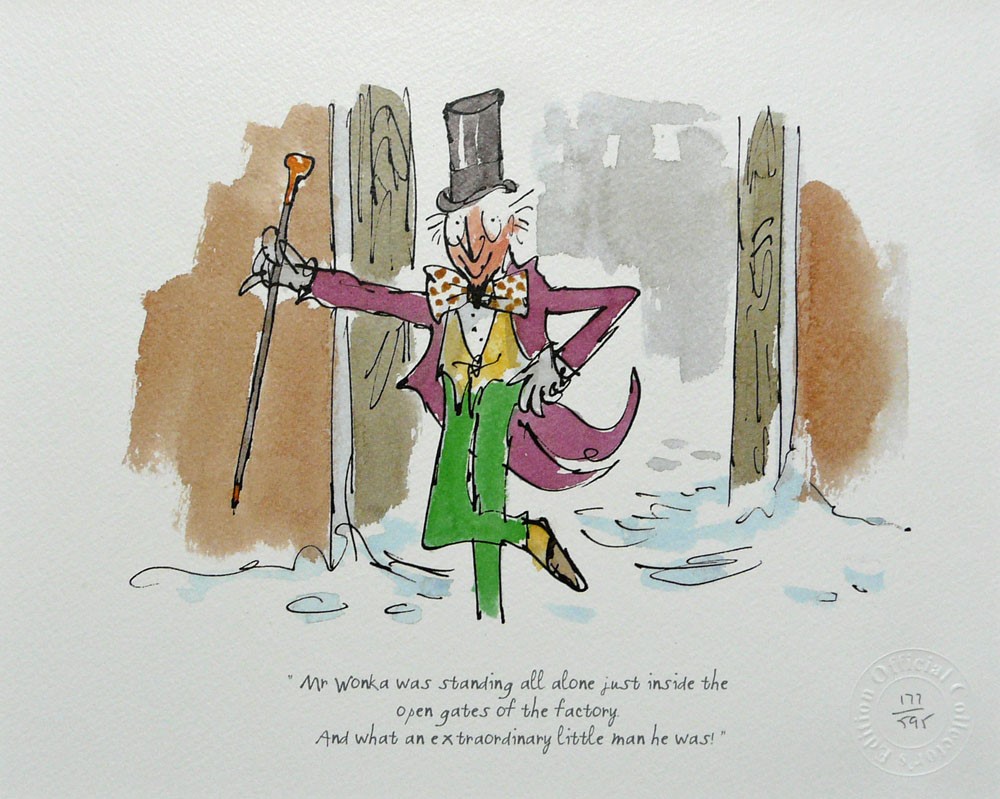 An extraordinary man he was by Quentin Blake, Children | Nostalgic | Illustrative | Willy | Wonka | Chocolate | Charlie | Factory