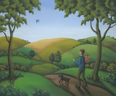 Bluebird of Happiness by Paul Horton, Landscape | Dog