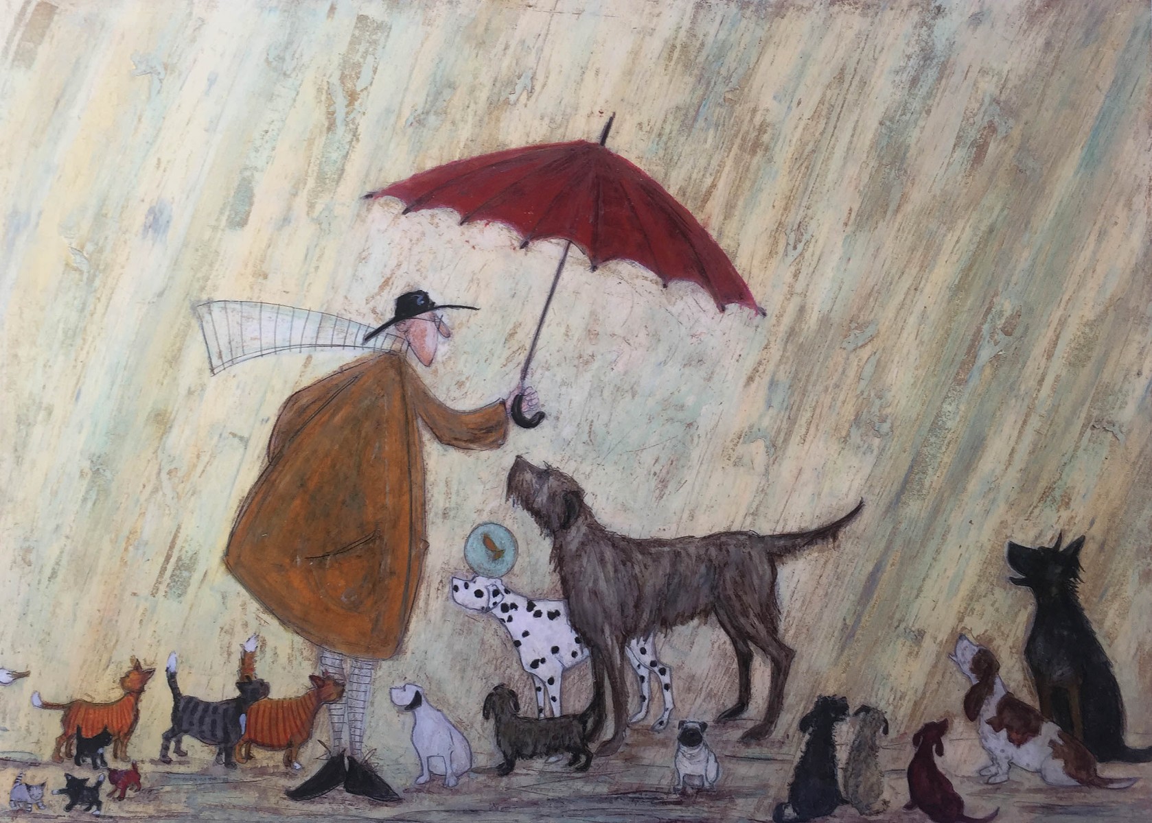 Cats and Dogs (Remarque) by Sam Toft, Cat | Dog | Water | Figurative | Animals