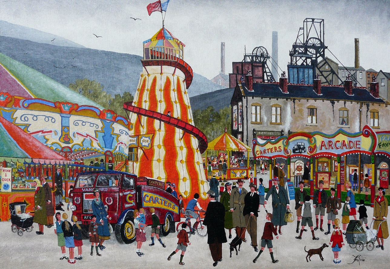 The Village Fair by Allen Tortice, Industrial | Landscape | Northern | Nostalgic | Lowry | Local