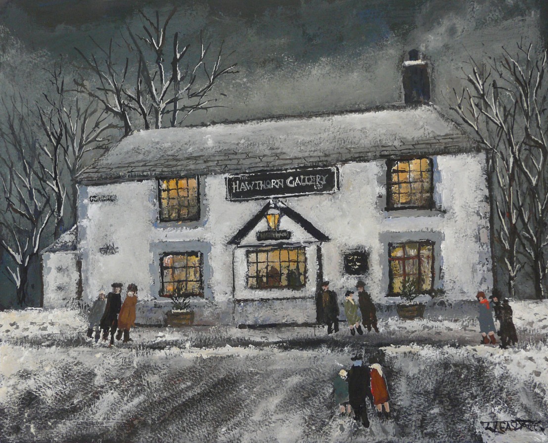 The Hawthorn Gallery by Malcolm Teasdale, Northern | Nostalgic | Snow | Pub
