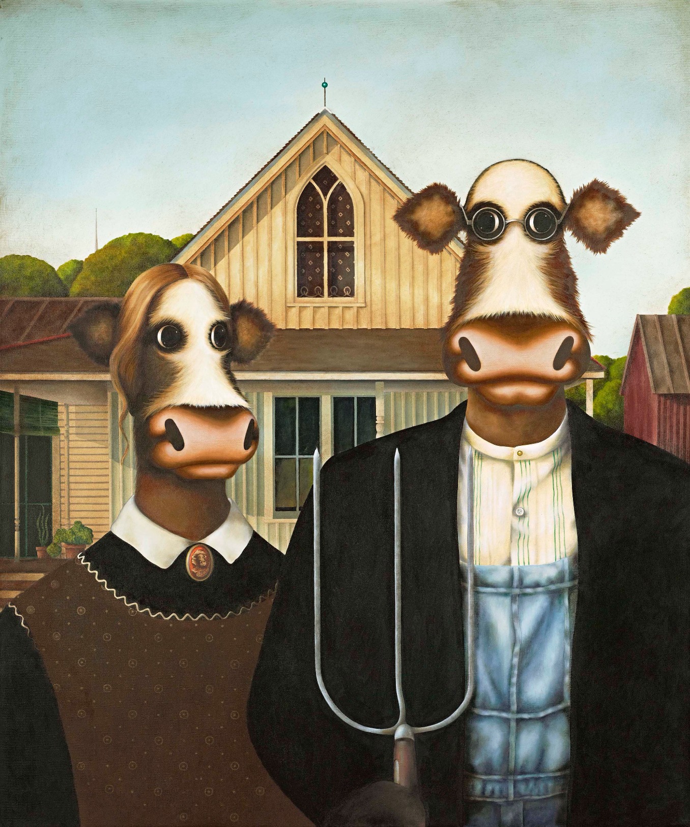 Amoorican Gothic by Caroline Shotton, Cow | Humour
