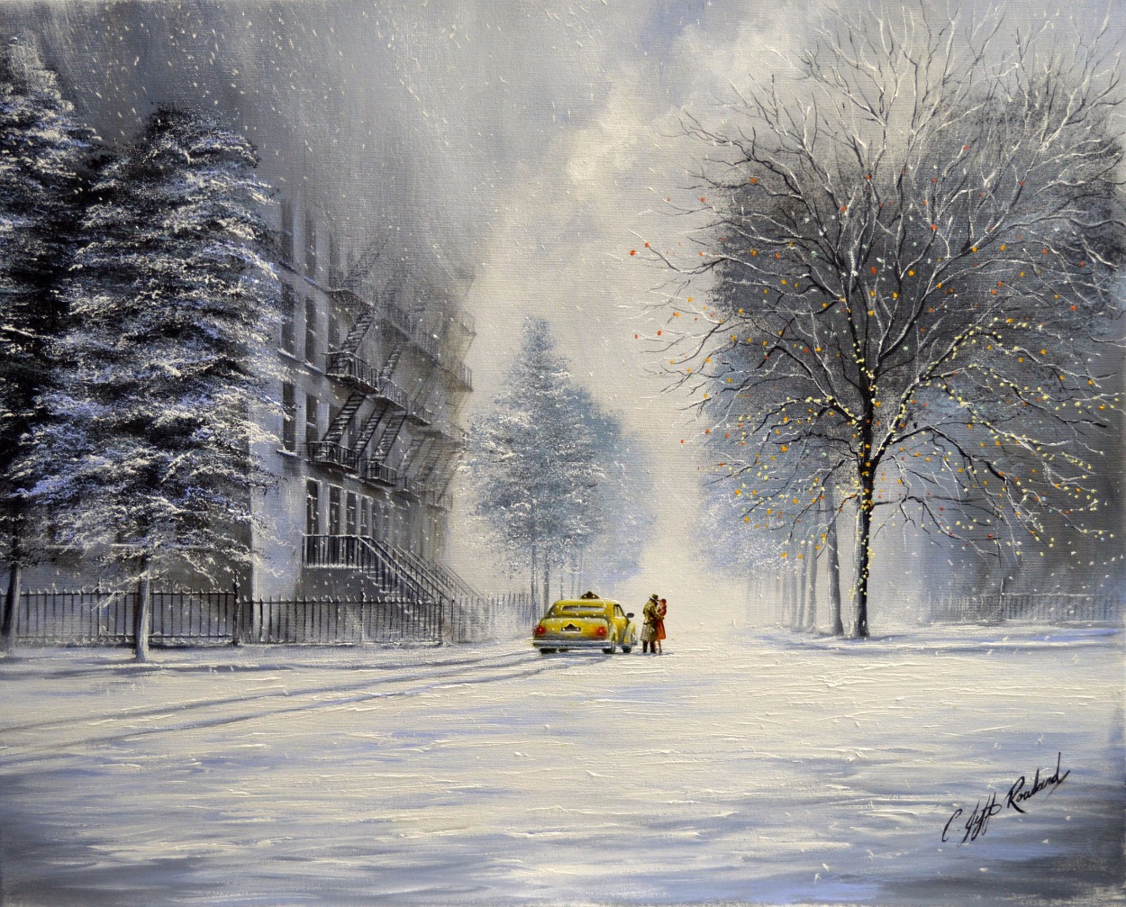 On That Cold Christmas Eve by Jeff Rowland, Love | Romance | Couple | New York | Nostalgic | Water