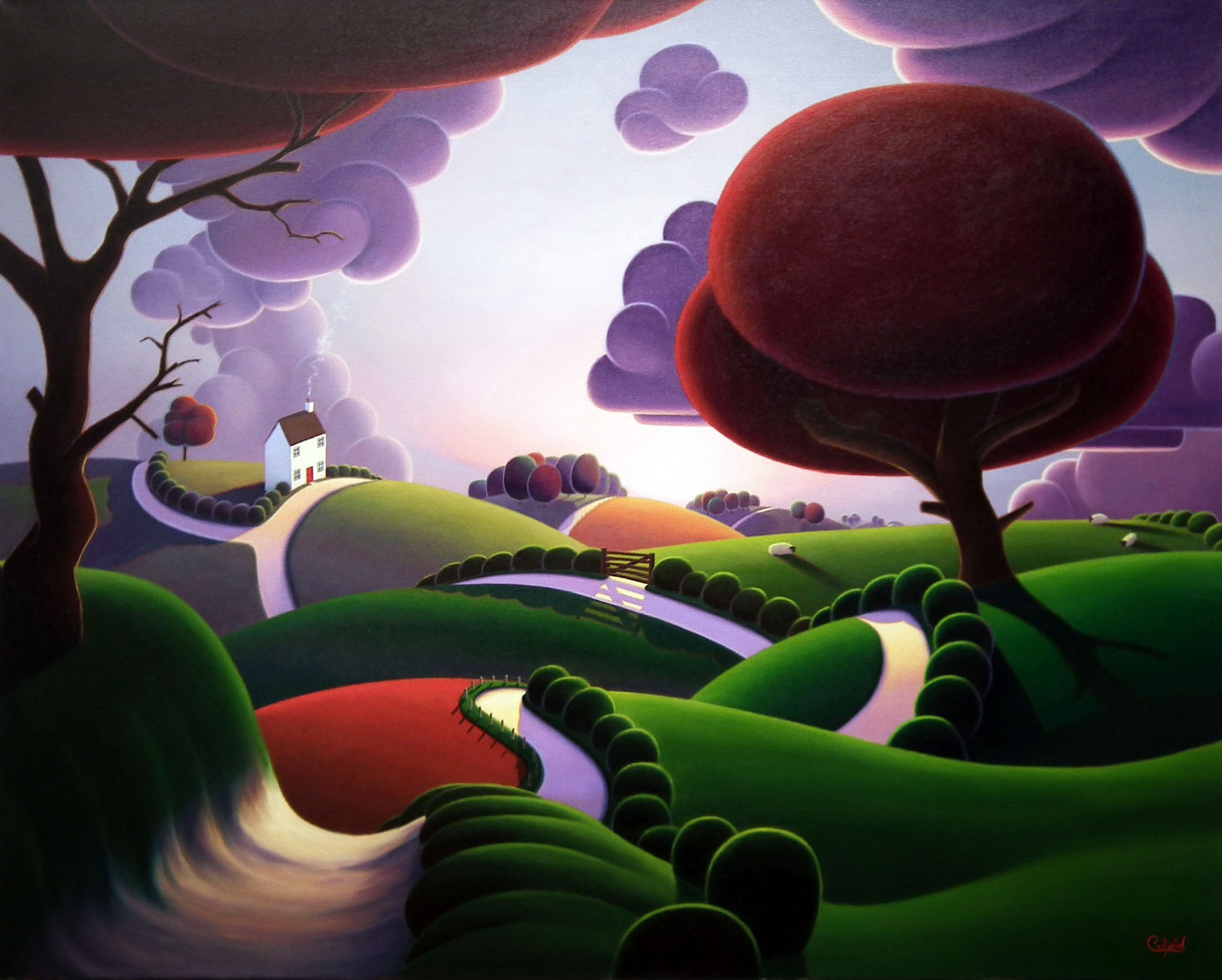Over the Hills and Far Away by Paul Corfield, Landscape | Naive