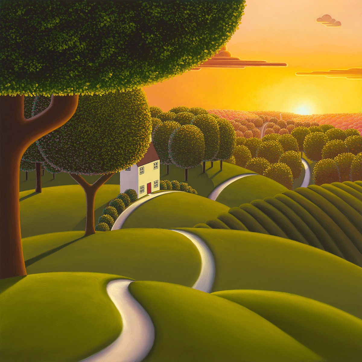 Sunlight Over the Tree Tops by Paul Corfield, Landscape